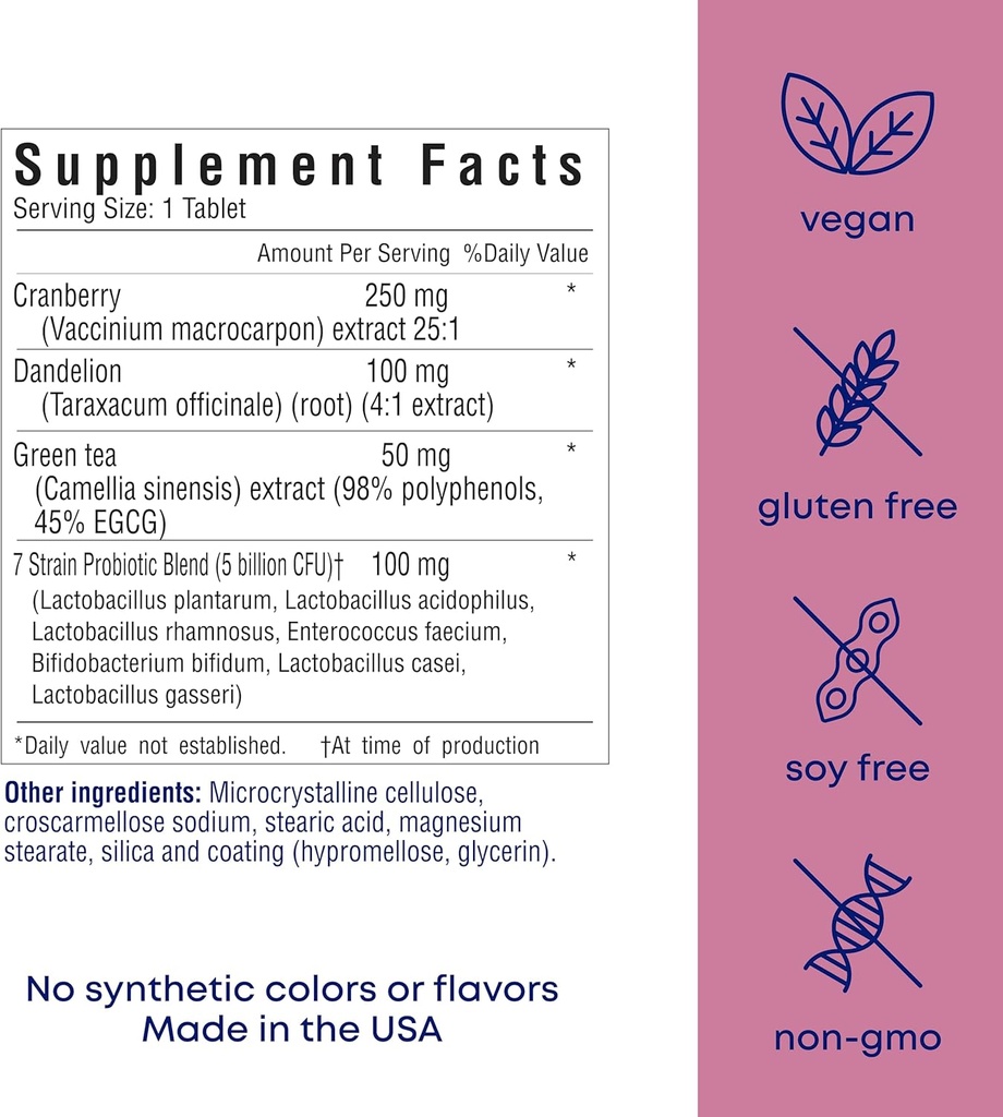 her own UTI, Helps Restore pH Balance, Supports Vaginal Flora and Balance, Promotes Urinary Health, 7 Strain Probiotic Blend, Shelf Stable, Gluten and Soy Free, Vegan, 30 Capsules, 30 Servings 3