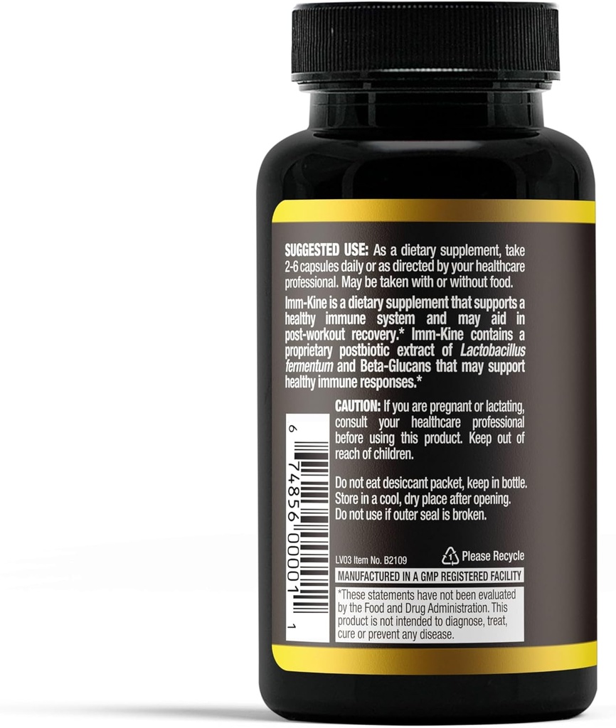 Imm-Kine Advanced Immune Support Supplement, Beta Glucans, Proprietary Immunostimulatory Postbiotic, 60 Capsules 4