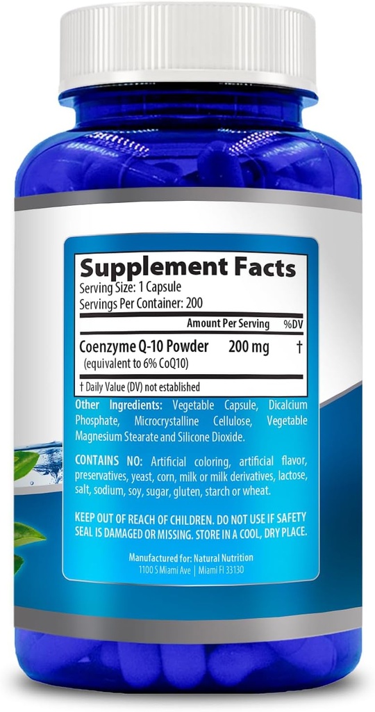 Generic Natural Vitamin Coq10 200mg, 200 Capsules, Quick Absorption - Gluten Free & Non-GMO 4