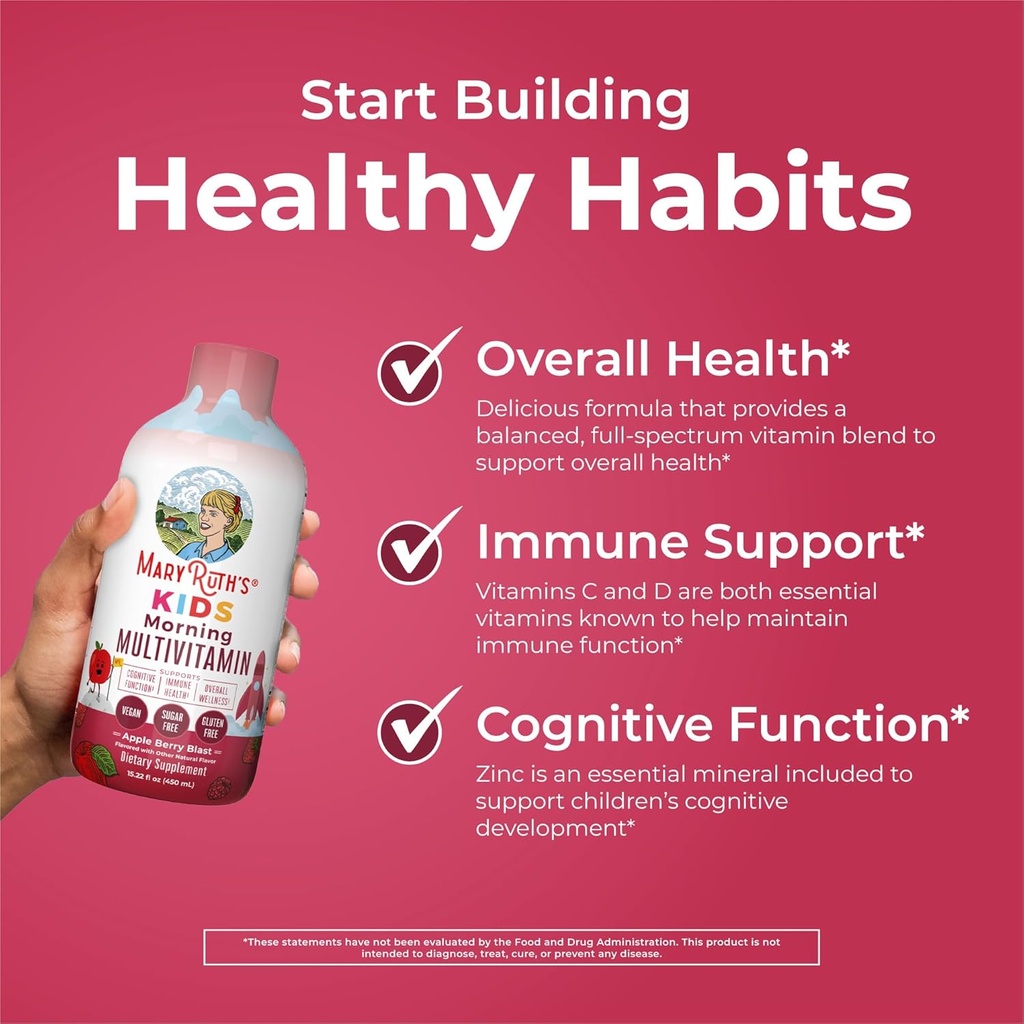 MaryRuth Organics Liquid Multivitamin (Apple Berry) & Liposomal (Strawberry Cherry & Vanilla) for Kids | Clean Label Project Verified® | Overall Wellness | Vegan, Non-GMO, Gluten Free 3