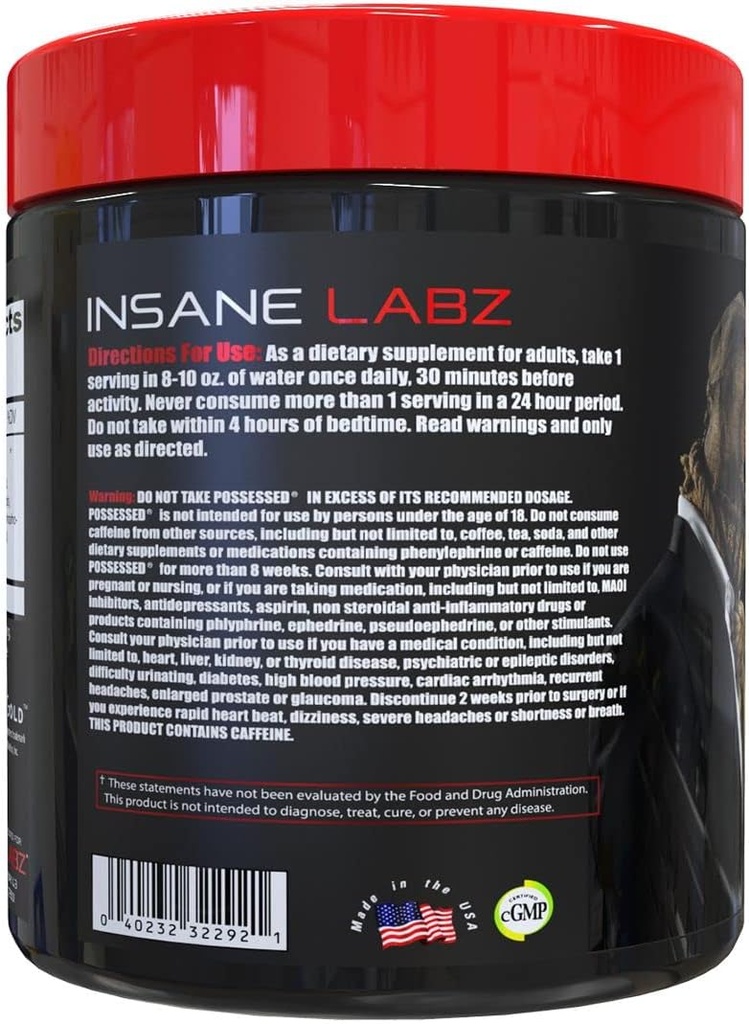 Insane Labz Possessed Low Stimulant Testosterone Boosting Pre Workout Powder, Loaded with D Aspartic Acid and Creatine Fueled by AMPiberry and OXYgold, 30 Srvgs, Gummy Worm 4