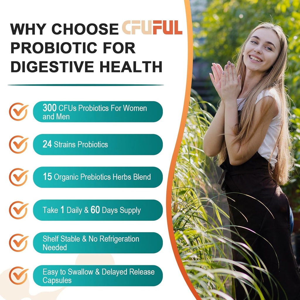 Probiotics for Women & Men - 300 Billion CFU, 24 Strains Probiotic + 15 Organic Herbs Prebiotics Blend, for Overall Digestive Gut Health, Immune, Constipation & Bloating, Shelf Stable - 4 Month Supply 4