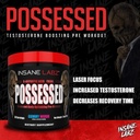 Insane Labz Possessed Low Stimulant Testosterone Boosting Pre Workout Powder, Loaded with D Aspartic Acid and Creatine Fueled by AMPiberry and OXYgold, 30 Srvgs, Gummy Worm 5