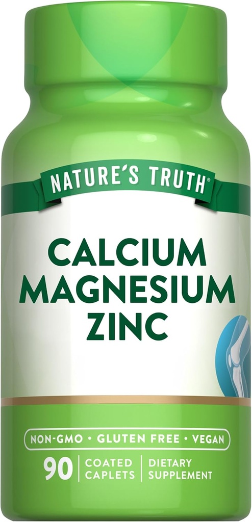Nature's Truth Calcium Magnesium Zinc | 90 Coated Caplets | Vegan, Non-GMO, and Gluten Free Supplement 2