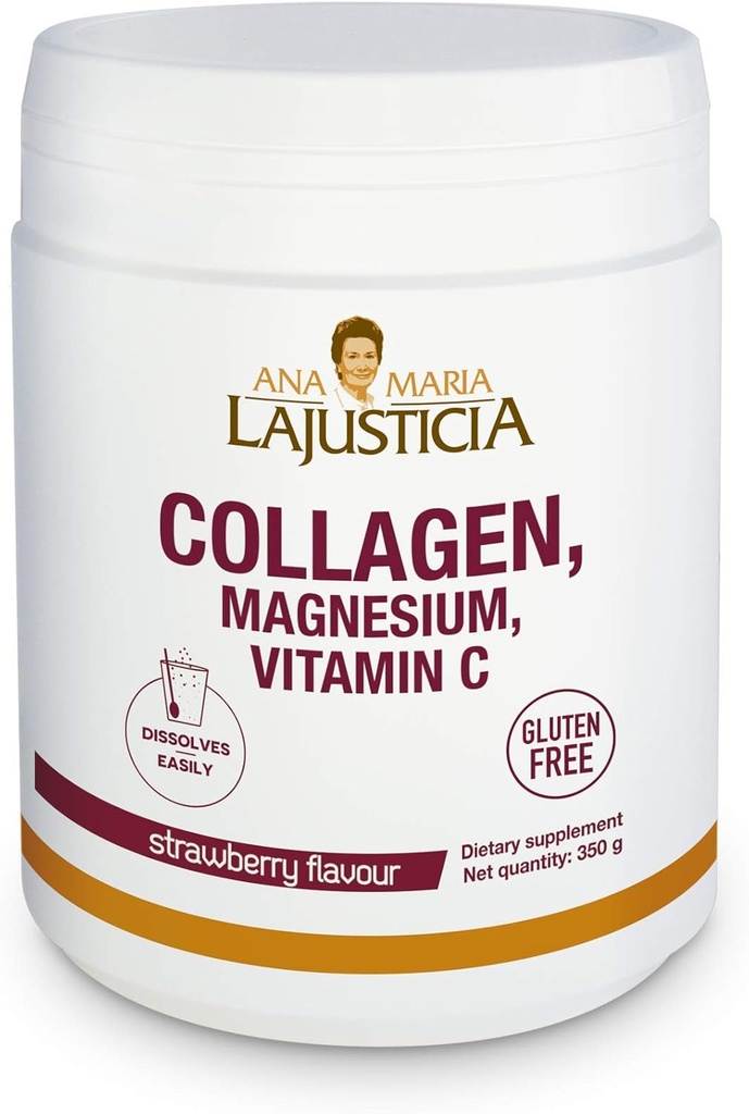 Ana Maria Lajusticia | Hydrolisate Collagen Powder with Magnesium and Vitamin C |for Healthy Skin, Nails, Hair and Ligaments | Natural Energy, Strawberry Flavour 350g 2