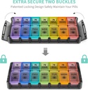 Weekly Pill Organizer 2 Times a Day Large 7 Day Easy Fill 2020 Latest Version NuLeaf AM PM Pill Box Large Daily Pill Cases Medicine Box - Rainbow Black (Patent Registered) 5
