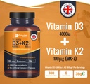 Vitamin D3 4000IU & K2 MK7 100µg Vegetarian Tablets I 180 (6 Months Supply) I Easy to Swallow Supplement for Immune Support, Calcium Boost, Bone & Muscle I Made in The UK by Prowise Healthcare 6