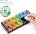 Weekly Pill Organizer 2 Times a Day Large 7 Day Easy Fill 2020 Latest Version NuLeaf AM PM Pill Box Large Daily Pill Cases Medicine Box - Rainbow Black (Patent Registered) 6