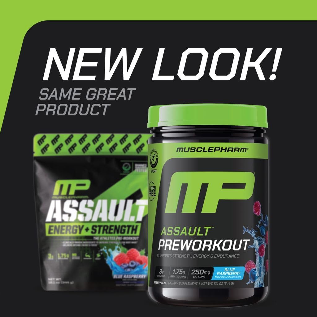 MusclePharm Assault Pre Workout Powder for Men & Women – Energy & Strength Boost Pre-Workout Supplements with Beta Alanine, Caffeine, Creatine & Betaine Anhydrous – 30 Servings, Blue Raspberry Flavor 3