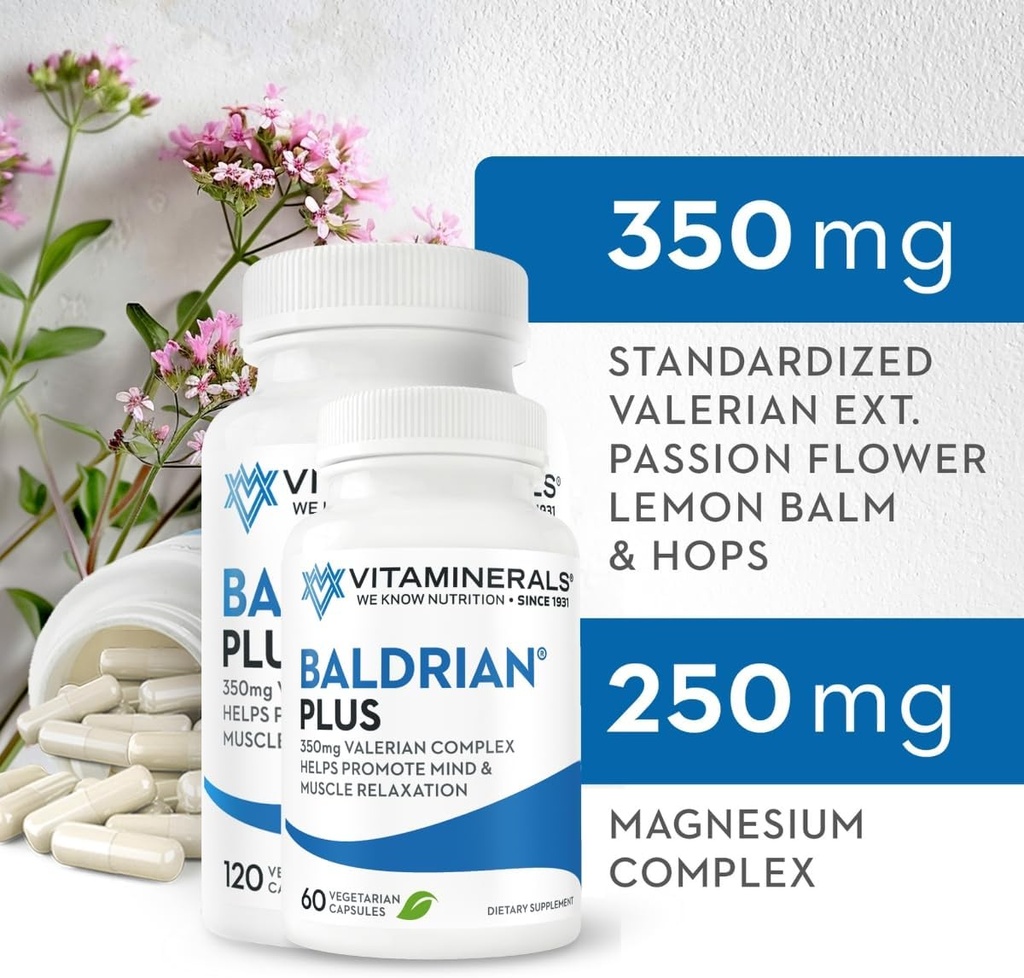 Vitaminerals 33+ Baldrian® Plus Natural Relaxing Support Standardized Valerian Extract (120) 3