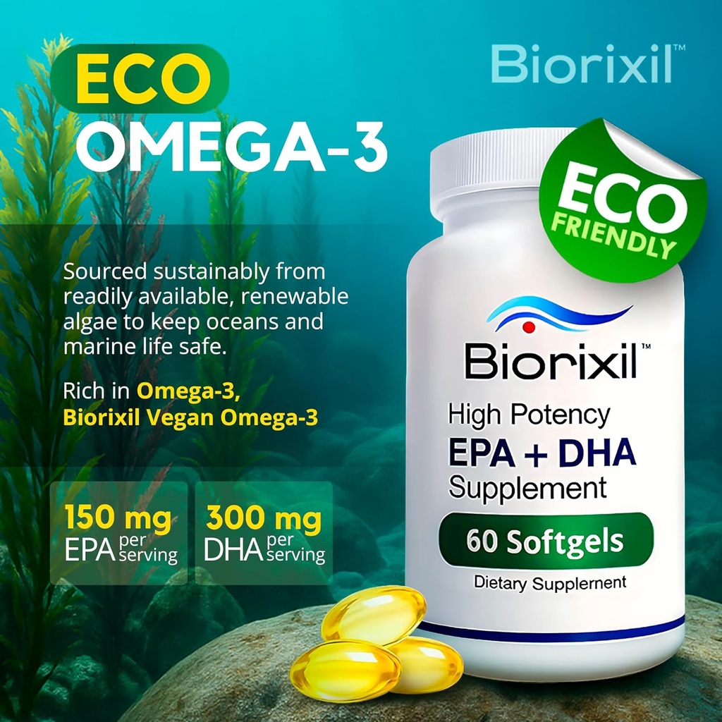 Vegan Omega 3 Supplement High Potency EPA DHA Omega 3 Supplement from Algae Oil Easy to Swallow Small Soft Gel Capsules. 3
