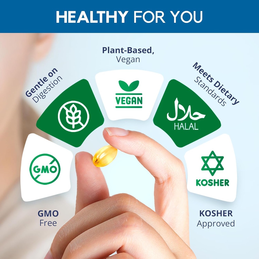 Vegan Omega 3 Supplement High Potency EPA DHA Omega 3 Supplement from Algae Oil Easy to Swallow Small Soft Gel Capsules. 4