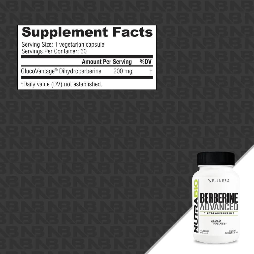 NutraBio Berberine Advanced Supplement (Dihydroberberine), 200 mg - Provides Advanced Absorption Carbohydrate Tolerance Support, 60 Caps 4