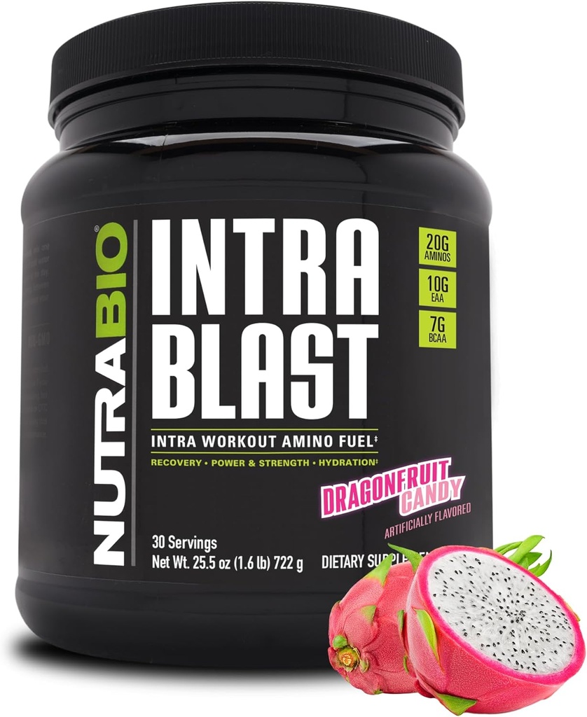 NutraBio Intra Blast Bcaa Powder Amino Acid Supplement, Electrolyte & Hydration Blend, Intra, Pre Workout & Muscle Recovery, 20g Eaa Amino Acids Powder, 5g Glutamine- Dragonfruit Candy, 30 Serving 2
