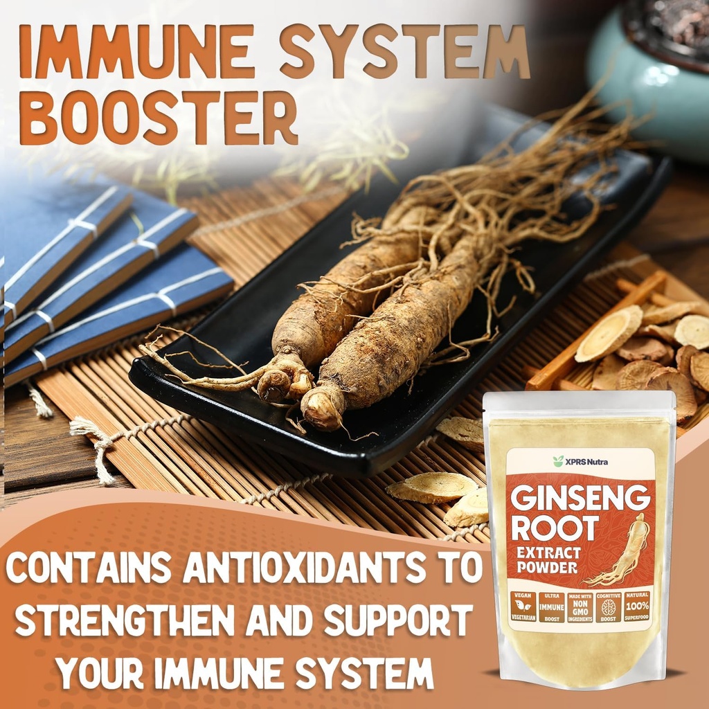 XPRS Nutra Ginseng Root Extract Powder - Ginseng Powder Supports Cognitive Function, Physical Performance, and Immune System - Vegan Friendly Panax Ginseng in Powder Form (4 Ounce) 4