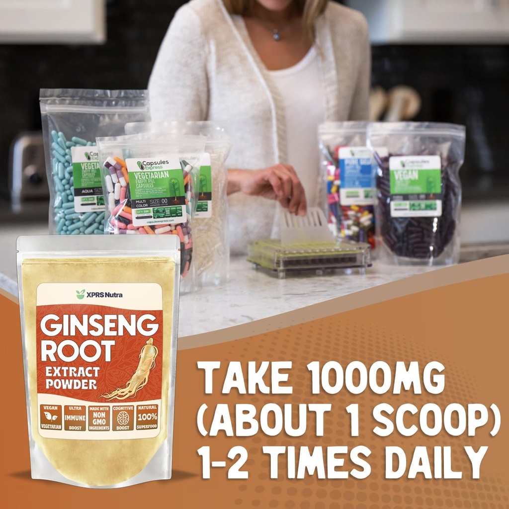 XPRS Nutra Ginseng Root Extract Powder - Ginseng Powder Supports Cognitive Function, Physical Performance, and Immune System - Vegan Friendly Panax Ginseng in Powder Form (4 Ounce) 6