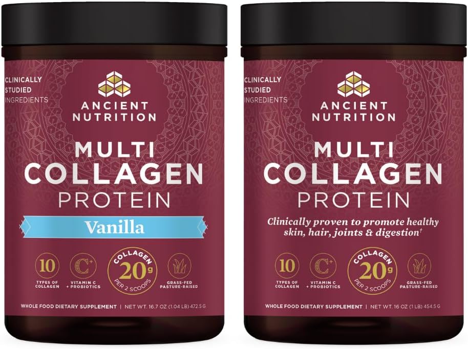 Ancient Nutrition Multi Collagen Protein Powder Unflavored 45 Servings + Multi Collagen Protein Powder Vanilla 45 Servings 2