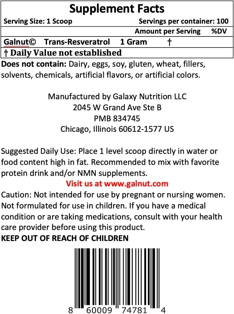 Trans Resveratrol (100 Grams Powder) 100% Pure 4