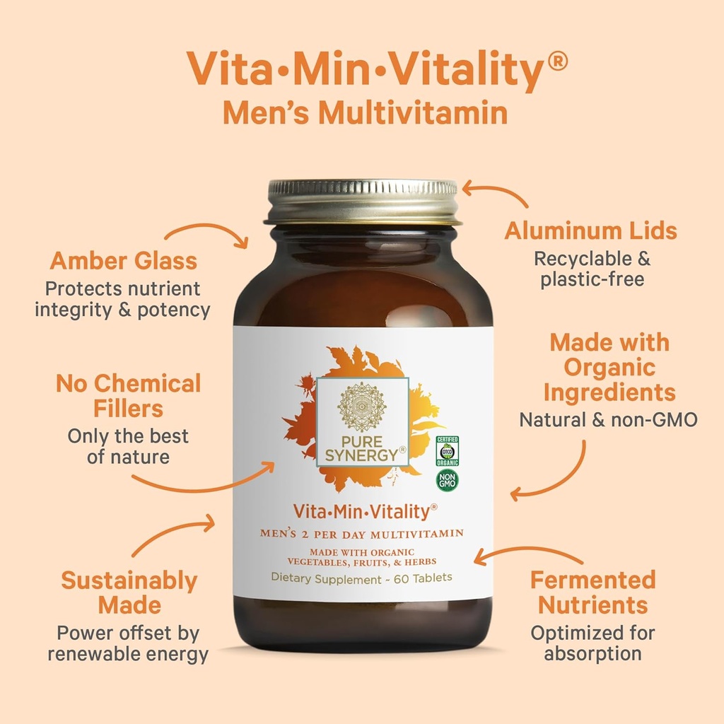 PURE SYNERGY Men’s Multivitamin, Stress, and Energy Essentials Bundle | Whole Food Multi with Adaptogens and Cordyceps | Natural Vitamin C Immune Supplement | Vegan, Non-GMO, and Organic Ingredients 3