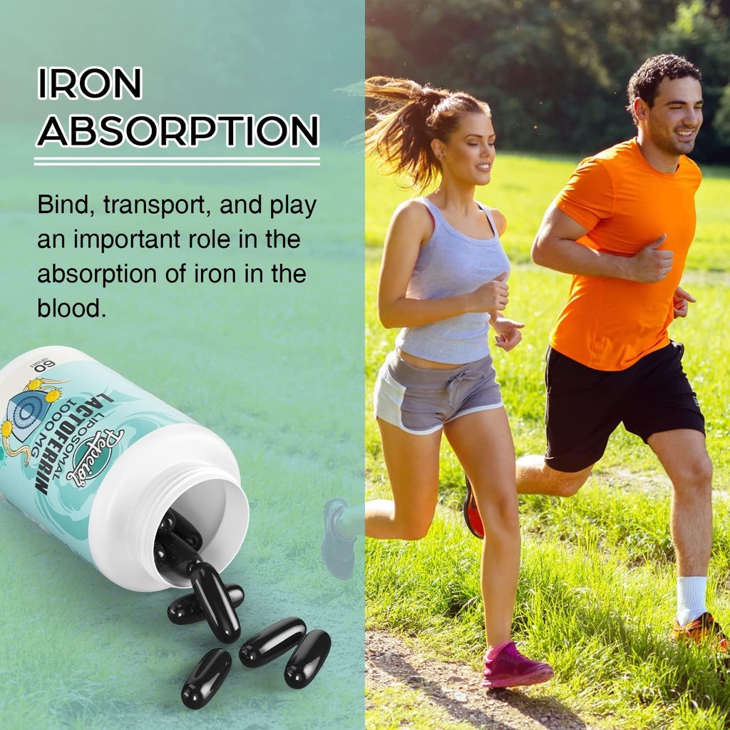 Liposomal Lactoferrin 1000 mg - Higher Absorption - for Iron Absorption & Immune Function Lactoferrin Supplements for Adults, 60 Softgels (3 Bottles) 5