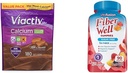 Viactiv Calcium Plus Vitamin D Supplement Soft Chews, Brown, Milk Chocolate, 180 Count & Vitafusion Fiber Well Sugar Free Fiber Supplement, Peach, Strawberry and BlackBerry Flavored 2