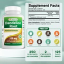Best Naturals Dandelion Root 520 mg 250 Capsules 3