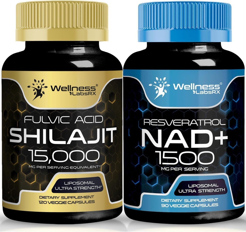 NAD Supplement, 1500mg - Liposomal NAD+ Supplement with Resveratrol, NAD Plus Boosting Supplement │Shilajit Pure Himalayan Organic Capsules with Naturally Occuring Fulvic Acid 2