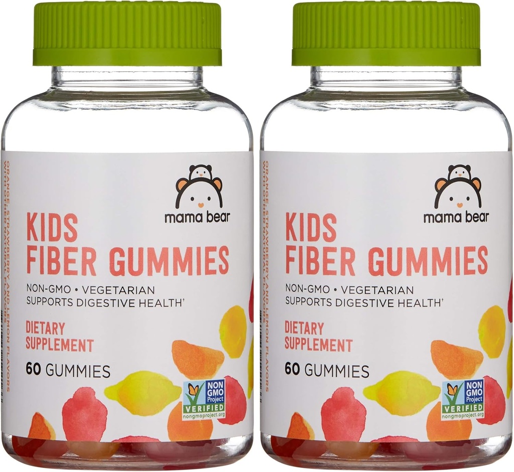 Brand - Mama Bear - Kids Fiber Gummies - Supports Digestive Health, Orange, 60 Count (Pack of 2) 2