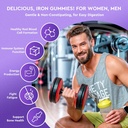 Iron Gummies - with Calcium, Zinc, Folate & Vitamin B12, C, B6 for Adults & Kids - Blood Builder & Energy Support for Iron Deficiency, Anemia, Vegan - 2 Pack Grape Flavour,60 Gummies 4