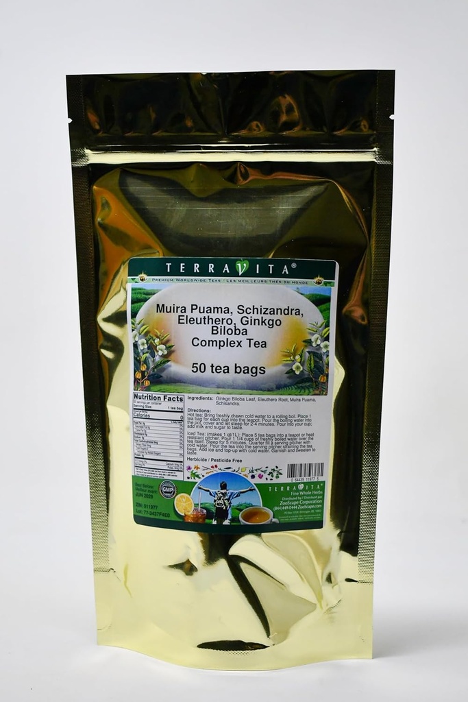 Muira Puama, Schizandra, Eleuthero, Ginkgo Biloba Complex Tea (50 tea bags, ZIN: 511977) 5