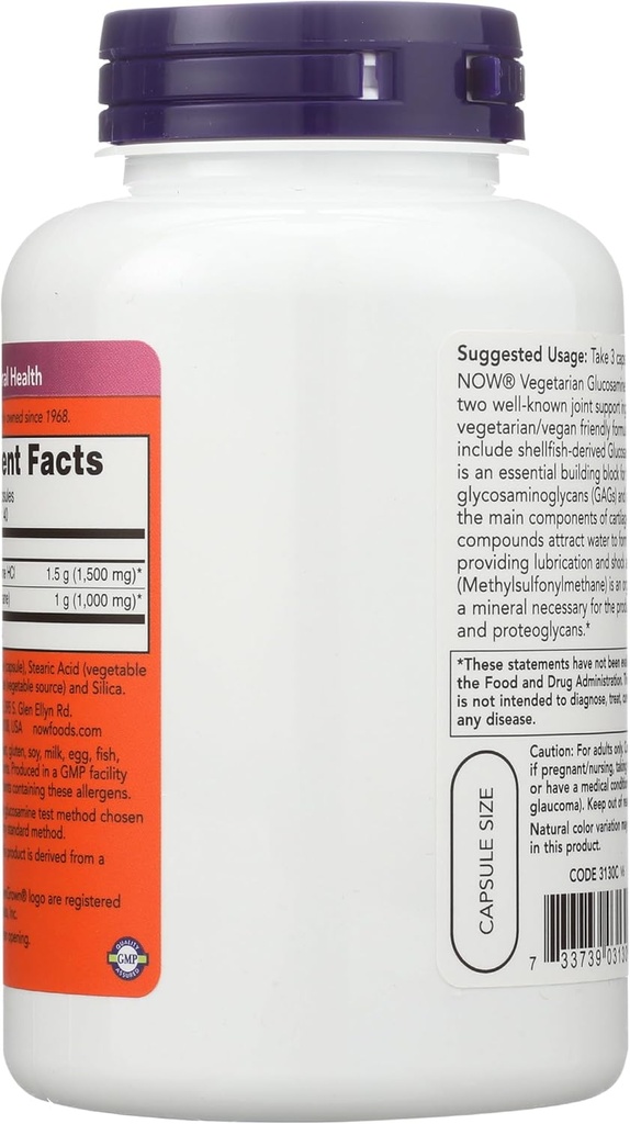 NOW FOODS Vegetarian Glucosamine & MSM, 120 CT 3