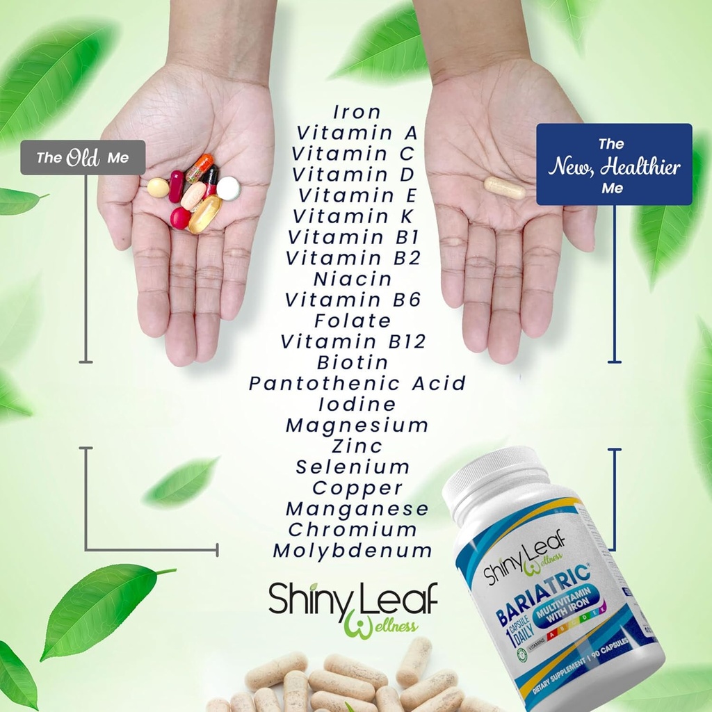 Bariatric Multivitamin with Iron Once-a-Day and Cherry Chewable Calcium Citrate for Post Bariatric Surgery Including Gastric Bypass and Sleeve (3 Months) 6