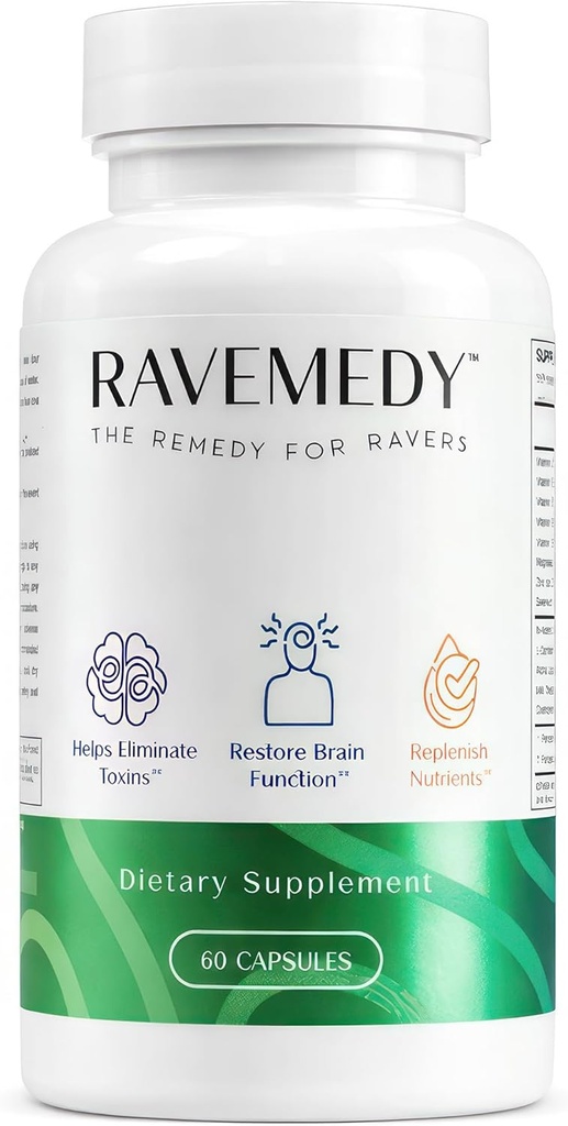 Rave Aid Supplement - Concert & Festival Essentials Supplement with NAC 500mg | Doctor 5-HTP-Free Formula | After Party Vitamins & Immune Support | Music Festival Rave Kit - 60 Capsules 2