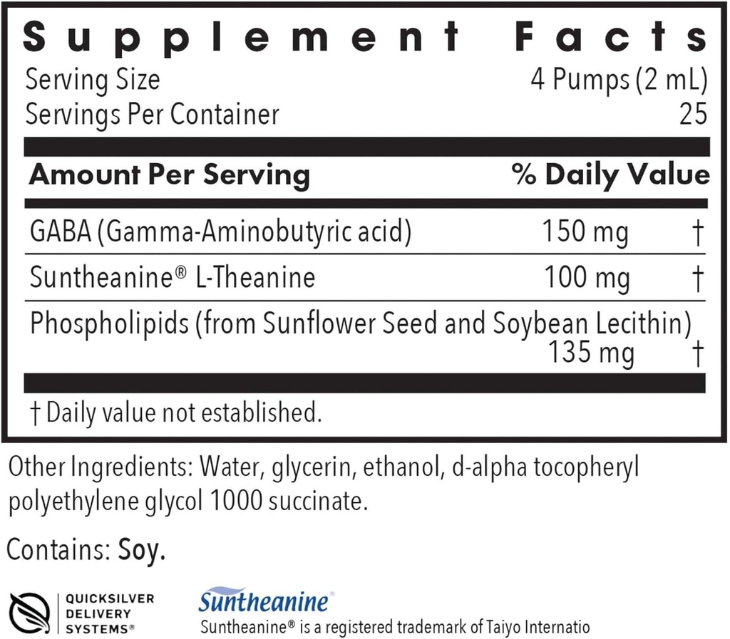 Allergy Research Group Liposomal Zen - L-Theanine Liquid Supplement, GABA Calming Support, Sleep Liposomal, Day or Night, Sunflower Phospholipids, Fast-Acting Zen Formula - 1.7 Fl Oz 3