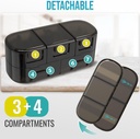 BEXEEN 7-Day Portable Pill Organizer - 12 Compartment Box with Alarm, Travel Bag, Lock, Key Chain, Timer, Pill Cutter 3