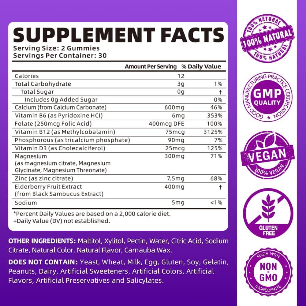 softbear Calcium Magnesium Zinc Gummies for Adult & Kids, Suagr-Free Calcium Magnesium Zinc Vitamin D3 Supplement for Bone Strength & Immune Health, Mango Flavor 120 Count 3