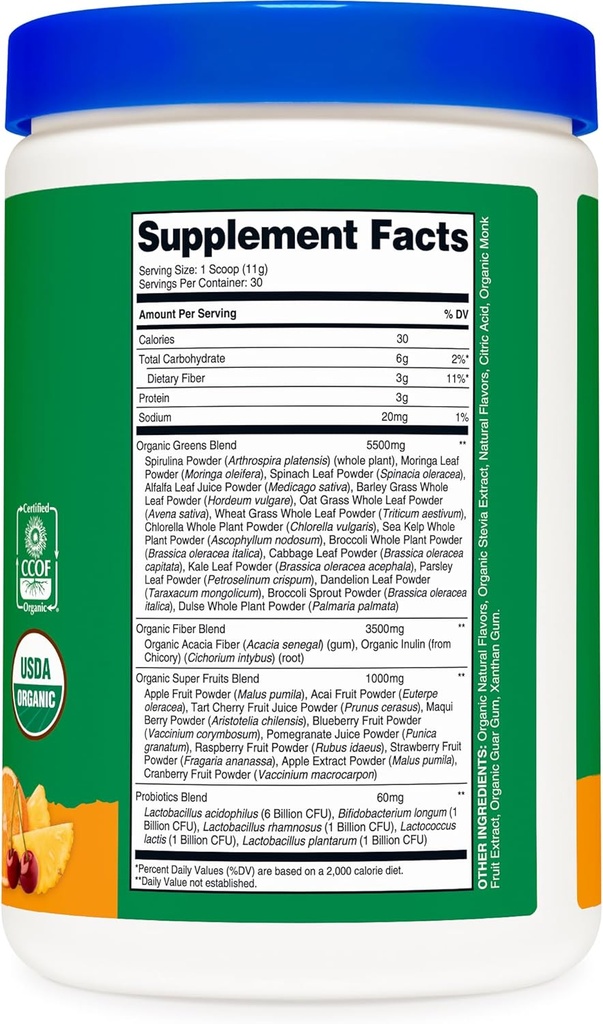 Nutricost Organic Super Greens Powder (30 Servings) Orange Sunrise Flavor - Superfood Supplement Drink Mix 6