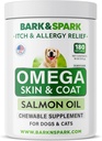 BARK&SPARK Omega 3 for Dogs - 180 Fish Oil Treats for Dog Shedding, Skin Allergy, Itch Relief, Hot Spots Treatment - Joint Health - Skin and Coat Supplement - EPA & DHA Fatty Acids - Salmon Oil 2