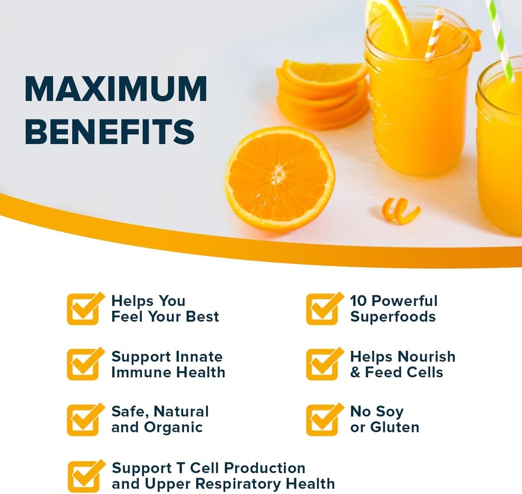 Organifi Immunity - Organic Superfood Immunity Support - 15 Single Serve Packets - Immunity Powder for T Cell Production and Upper Respiratory Health - Mushroom Beta Glucans, Vitamin C, D and Zinc 4