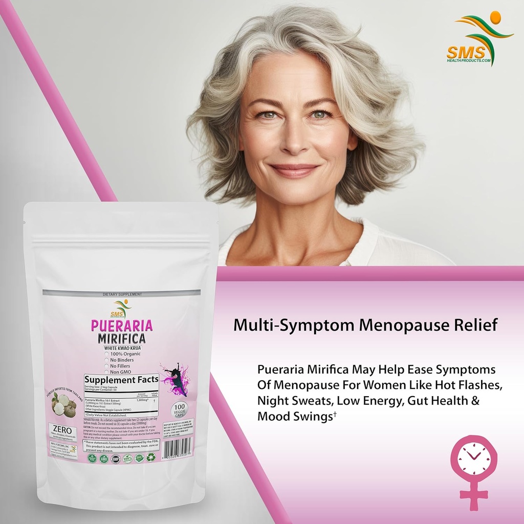 100 Caps Pueraria Mirifica White Extract Powder, 100% 10:1 Potent, Organic, 1,000mg Per Servings, Non GMO from Thailand, Premium Quality, Vegan 5