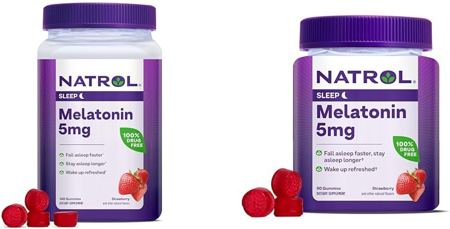 Natrol Melatonin 5mg Gummies 140ct & 90ct Strawberry Sleep Support 2