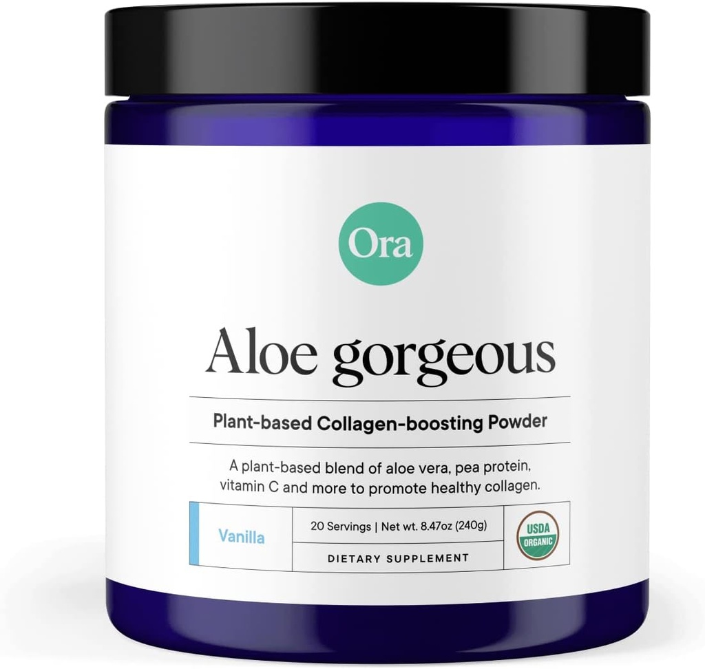 Ora Organic Vegan Collagen-Boosting Powder for Women and Men - Hair, Skin, & Nails Support - Bamboo Silica, Plant-Based Protein, Organic Vitamin C, Aloe Vera - Vanilla Flavor, 20 Servings 2