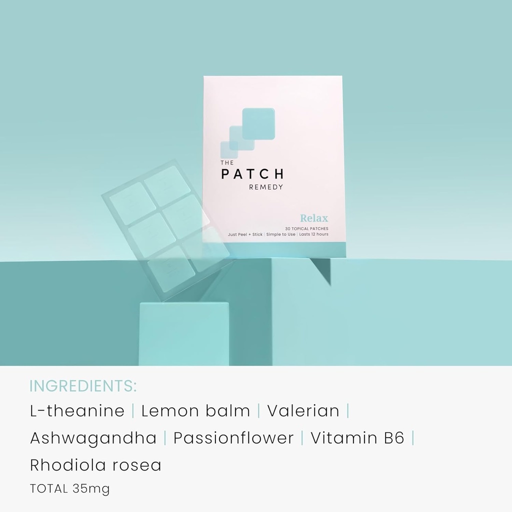 The Patch Remedy Relax Patch | L-Theanine, Lemon Balm, Valerian, Ashwagandha, Passionflower | 30 Patches 5