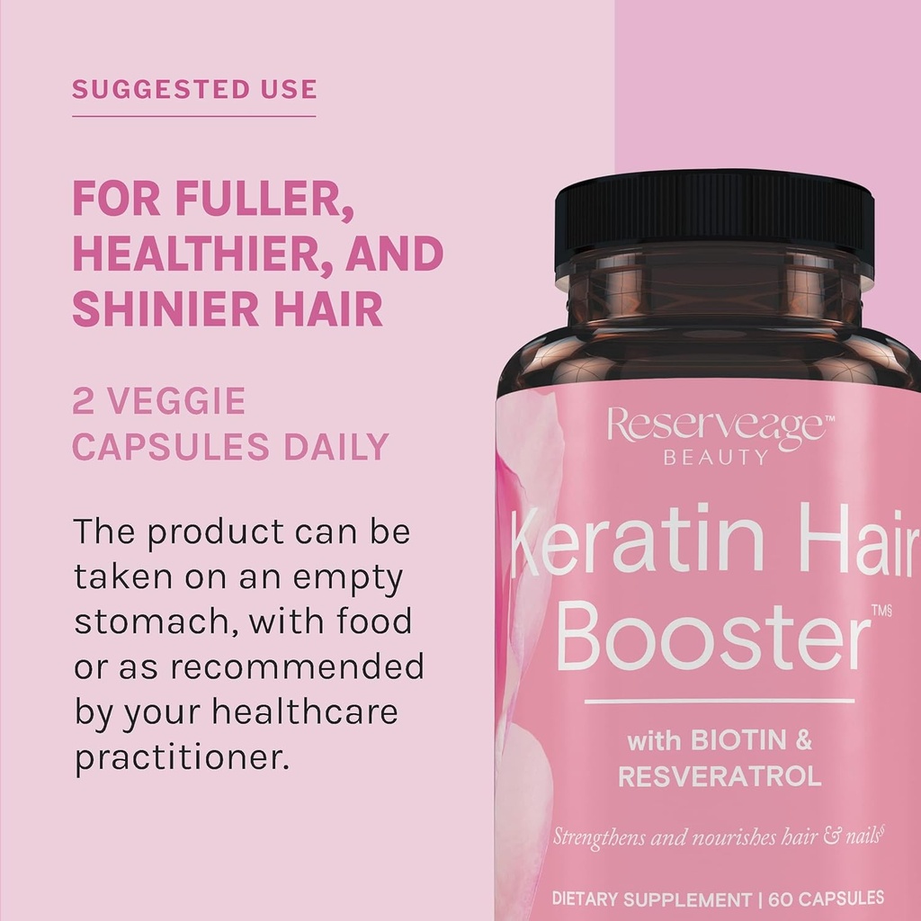 Reserveage Ultra Collagen Booster & Keratin Hair Booster - Features Dermaval, Biotin & Resveratrol - Support Hair & Skin - 60 Ultra Collagen Capsules, 60 Keratin Capsules 6