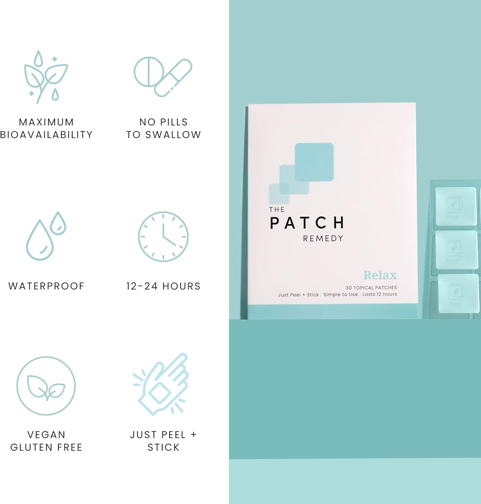 The Patch Remedy Relax Patch | L-Theanine, Lemon Balm, Valerian, Ashwagandha, Passionflower | 30 Patches 6