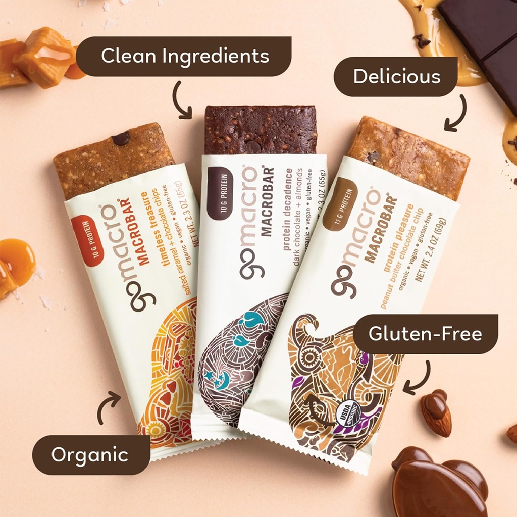 GoMacro MacroBar Organic Vegan Protein Bars - Chocolate Lover Variety Pack (2.3 Ounce Bars, 12 Count) 3
