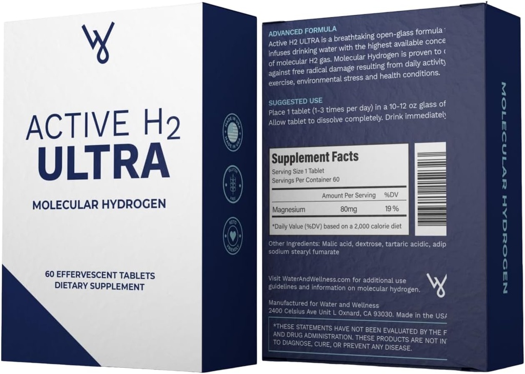 Active H2 Ultra Hydrogen Water Tablet - Optimize Health, Support Immunity, and Balance Antioxidants with Benefits of Molecular Hydrogen (1 Bottle, 60 Tablets) 4