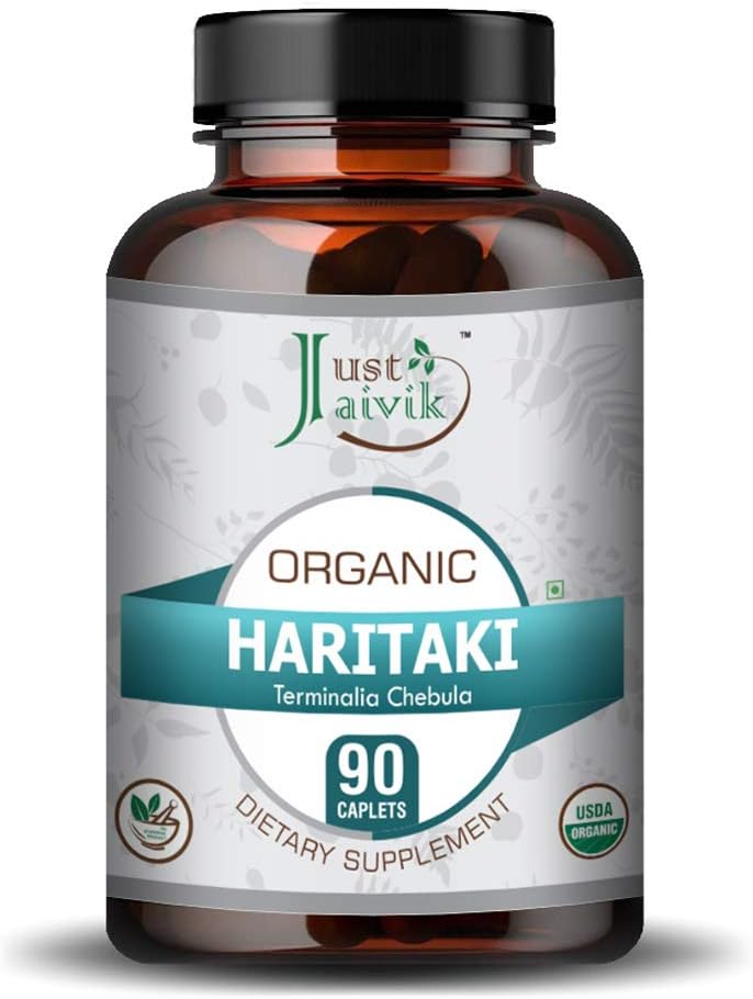 Just Jaivik Organic Haritaki (Terminalia Chebula) - 750mg (90 Tablets) | Dietary Supplements for Detoxification & Rejuvenation for Vata 3