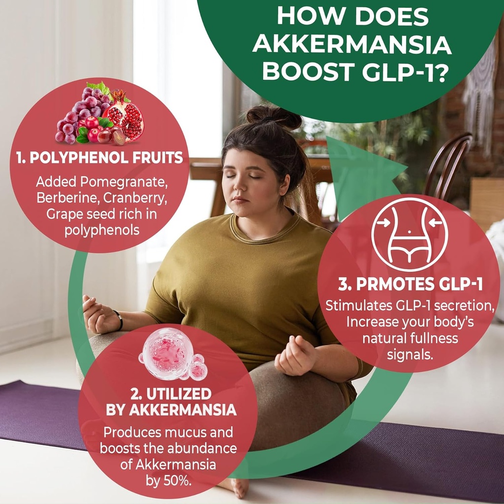 Akkermansia Probiotics Gummies with Prebiotics Fiber, 300 Billion AFU Akkermansia Muciniphila, with Polyphenol Fruits, Resistant Starch, Vitamin A D3 B2 for Metabolism, Digestive & Gut Health, 1Pack 5