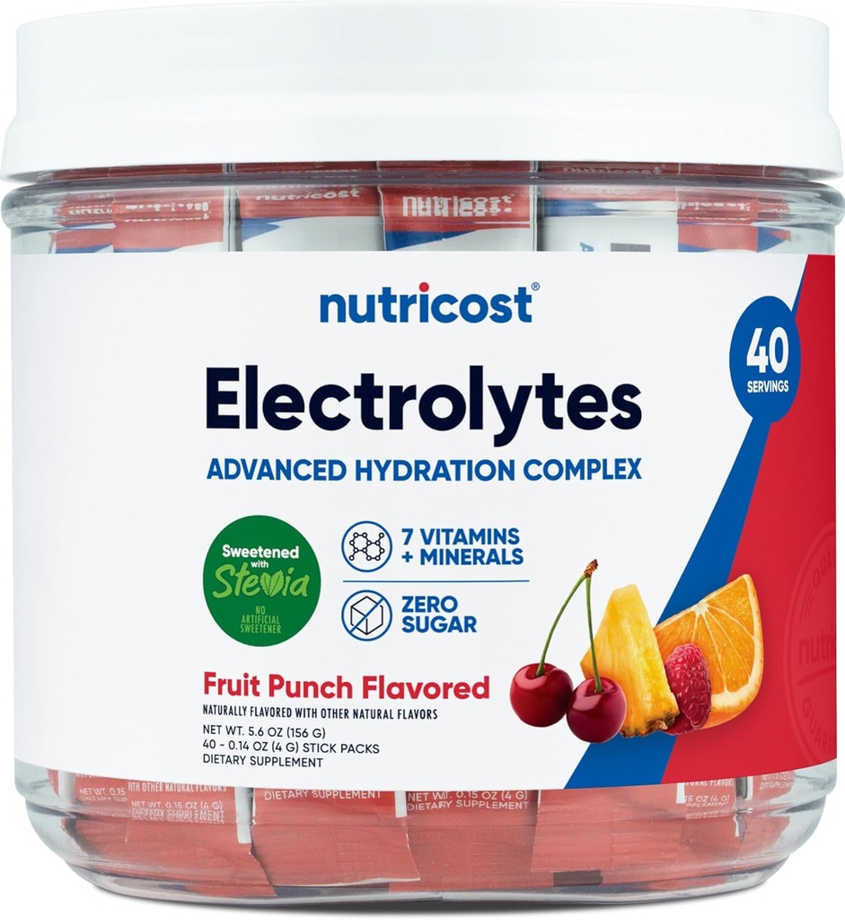 Nutricost Electrolytes Complex, Fruit Punch Flavored, 40 Stickpacks - Advanced Hydration Complex 2